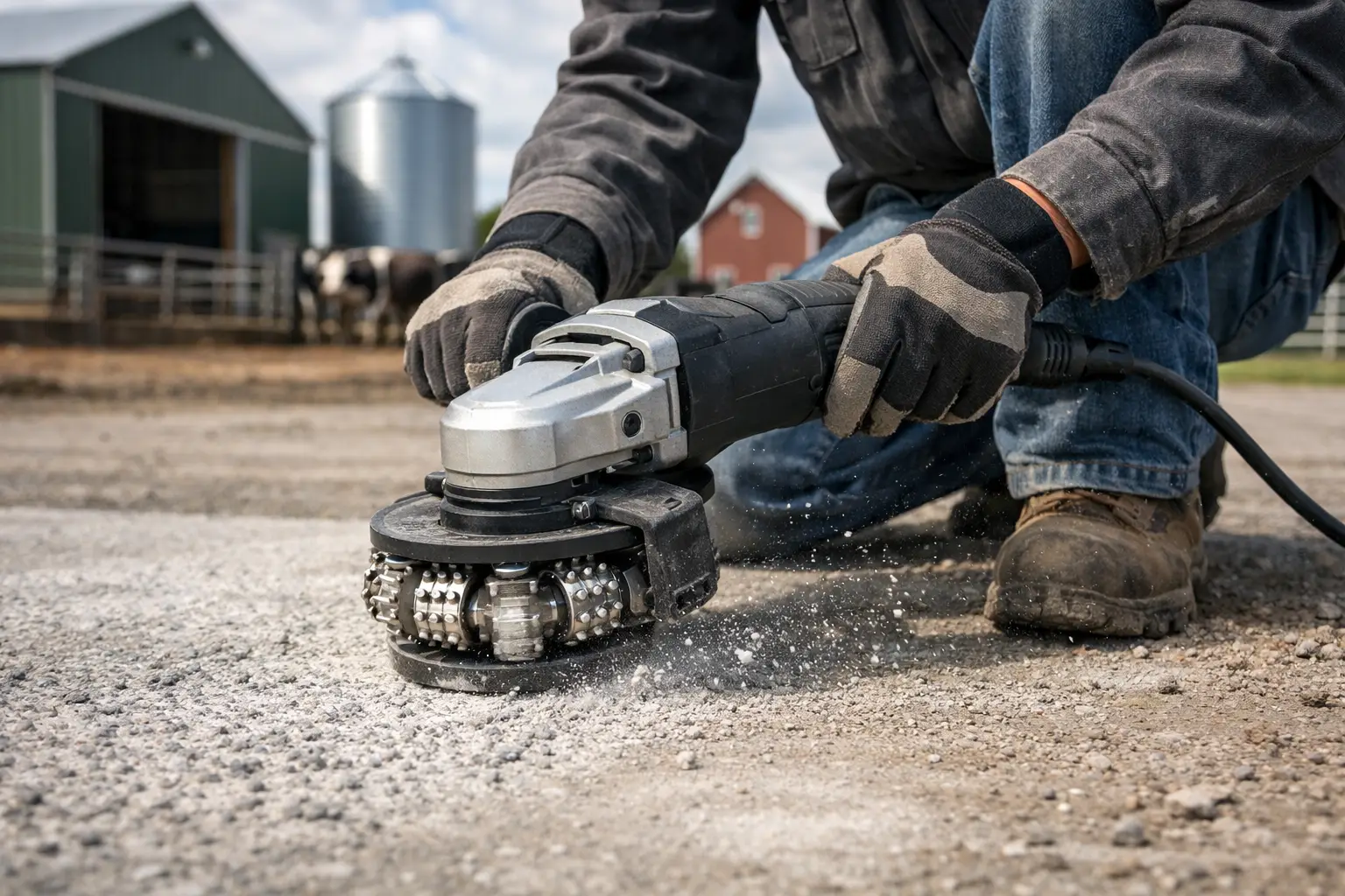 Bush Hammering Farm Concrete Surfaces
