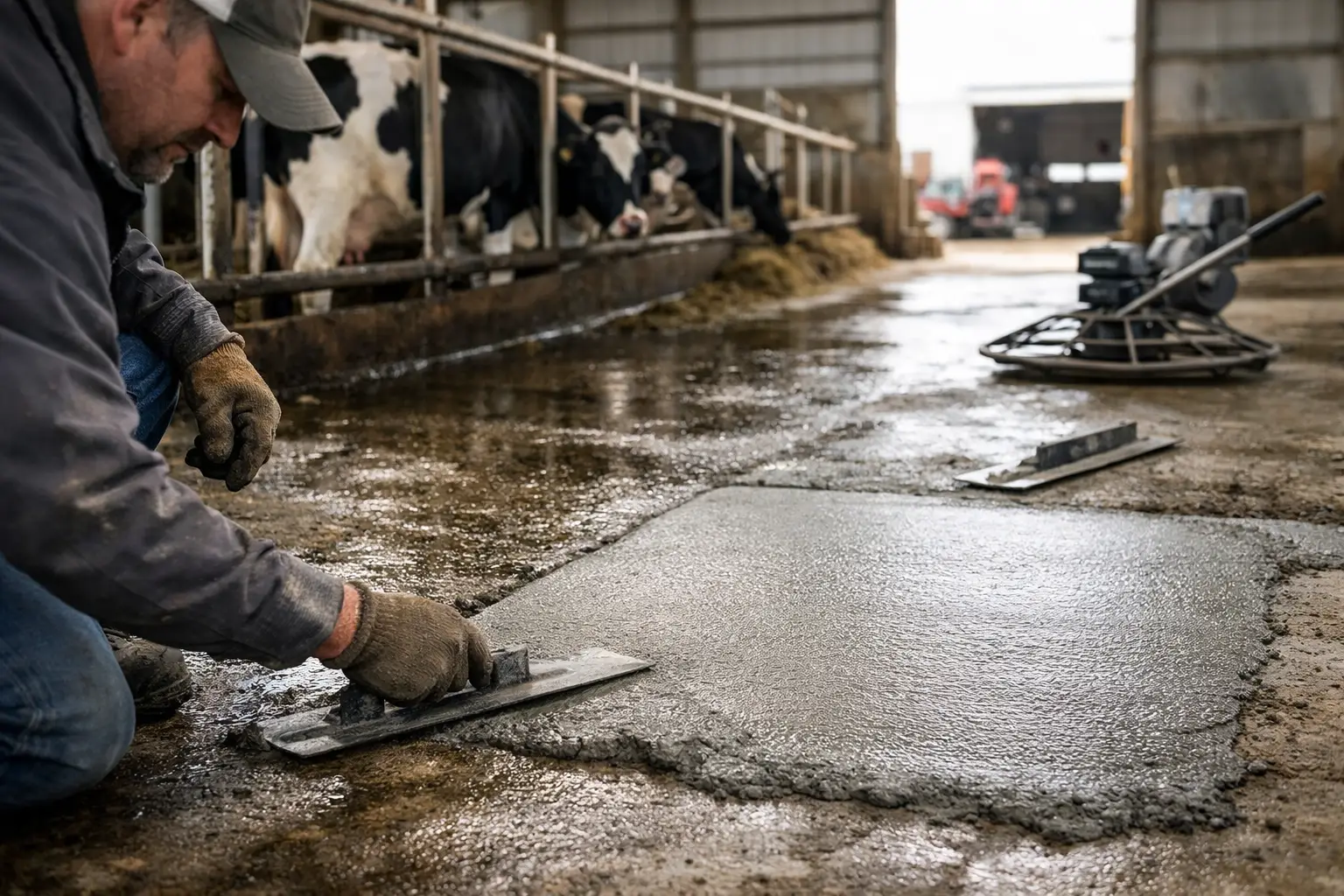 Farm Concrete Repair for Slippery Areas