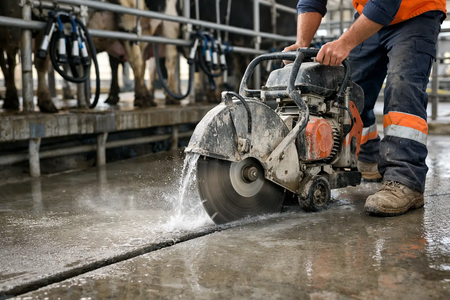 Concrete Cutting for Milking Sheds
