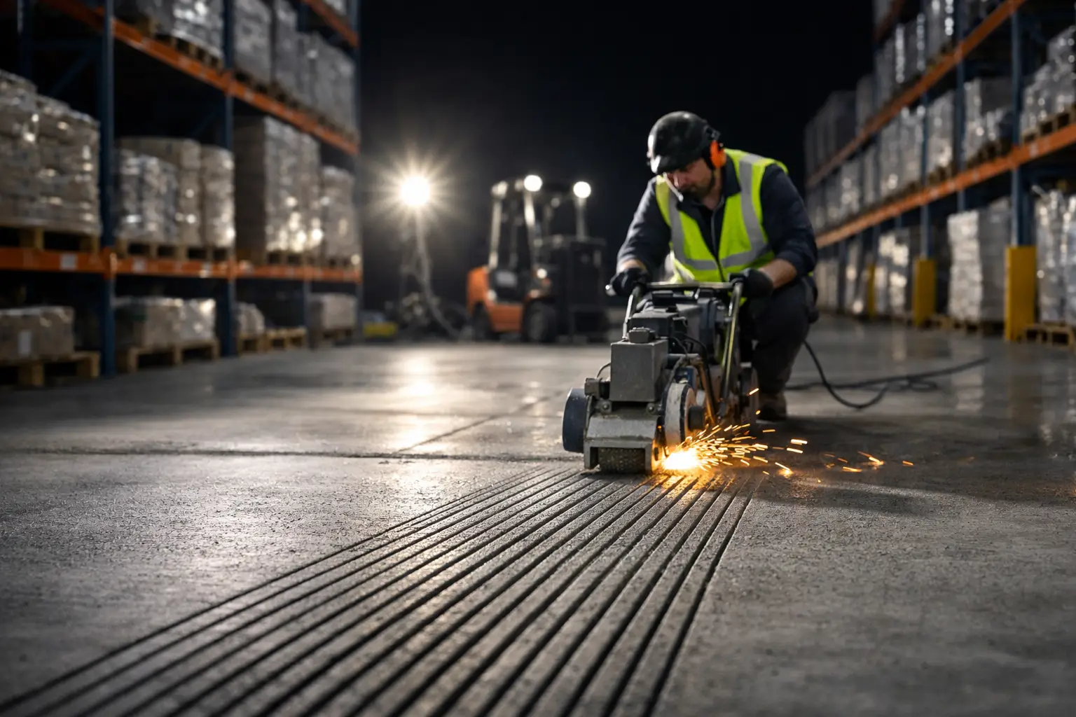 After Hours Concrete Grooving for Safer Stock